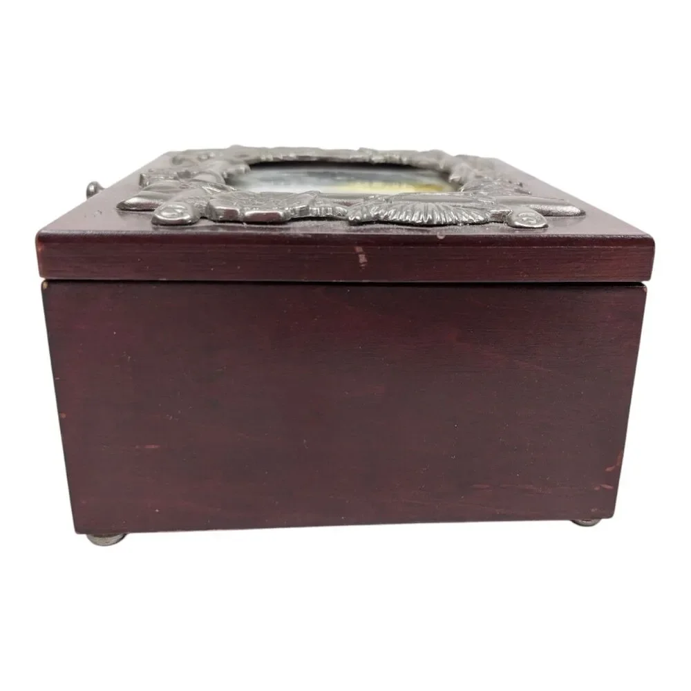 Jewelry Box Cherry Wood w/ Mirror‎ and Lift Tray Felt Inside replaceable photo
